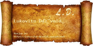 Lukovits Dévald névjegykártya